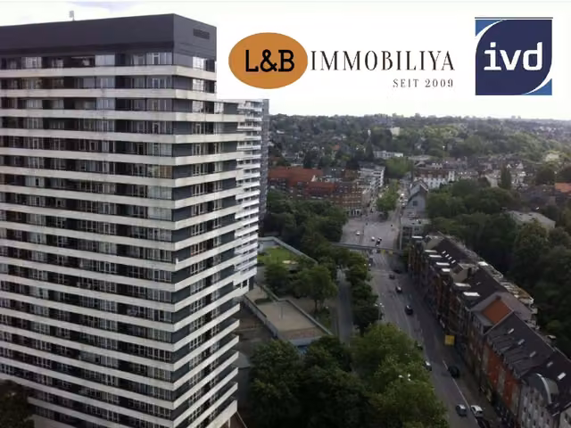 Studio loué de 28 m² au 14e étage avec balcon à Mülheim an der Ruhr